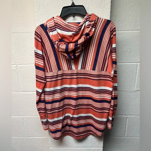 LulaRoe Striped Hooded Women's Top - Orange and Blue - Picture 5 of 5